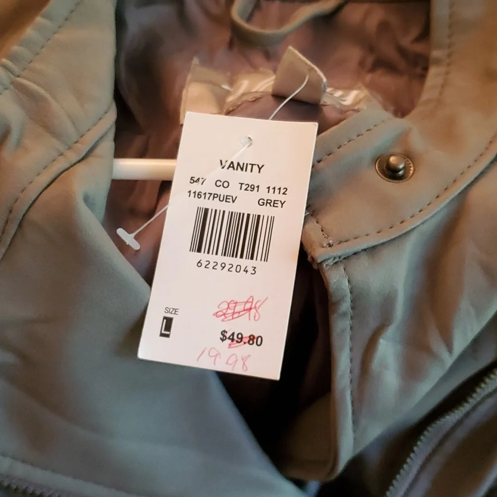Grey Faux Leather Jacket - Picture 5 of 8